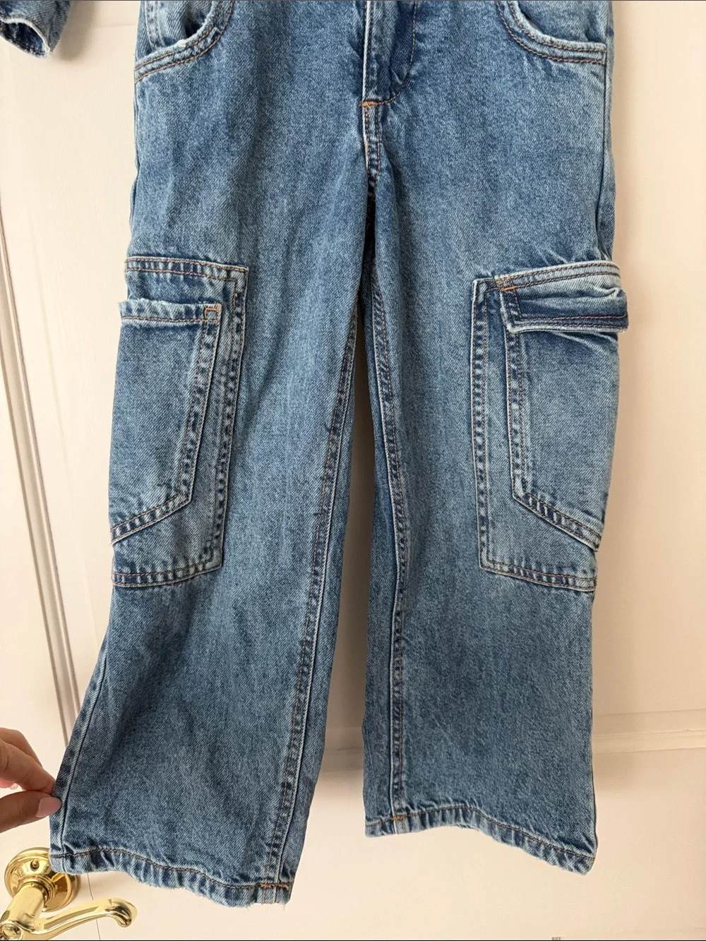 Zara Kids Light Blue Denim Jumpsuit with Cargo Pockets